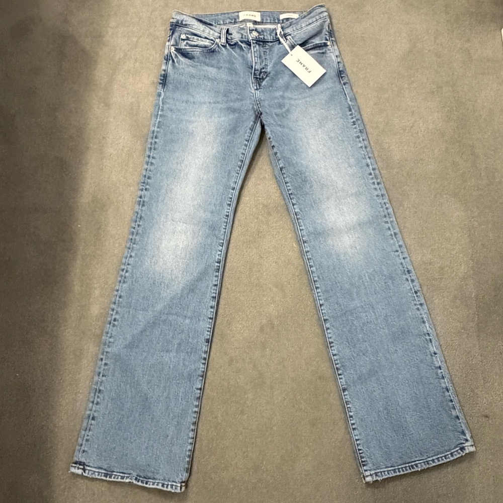 Frame - The Rodeo Jeans - Size 28 - Low-Rise Wide-Leg Light Wash 33” Inseam NWT - Picture 2 of 8